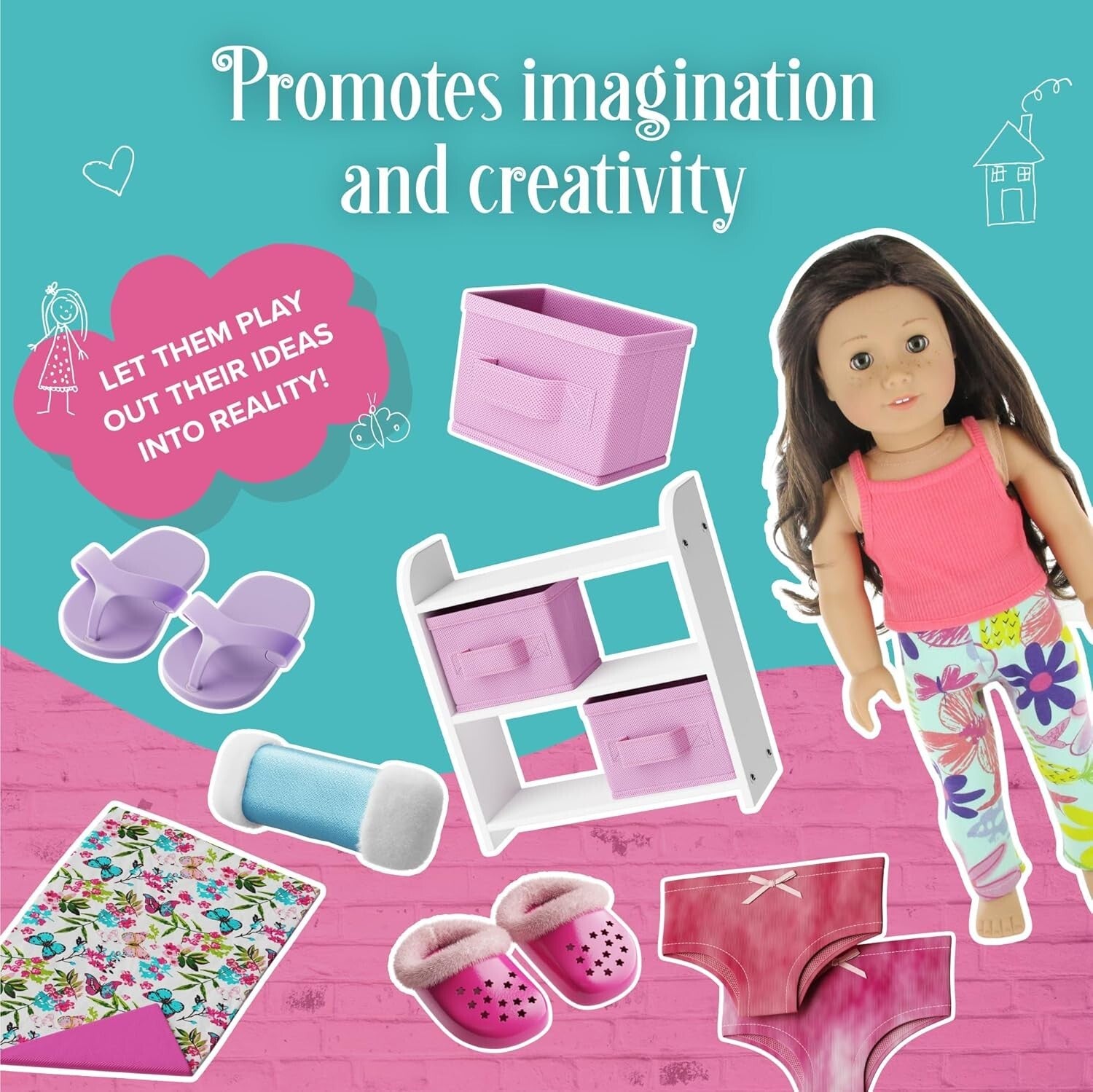 Deluxe 23-Piece Doll Bunk Bed Set for 18-Inch Dolls – Linens & Pajamas Included