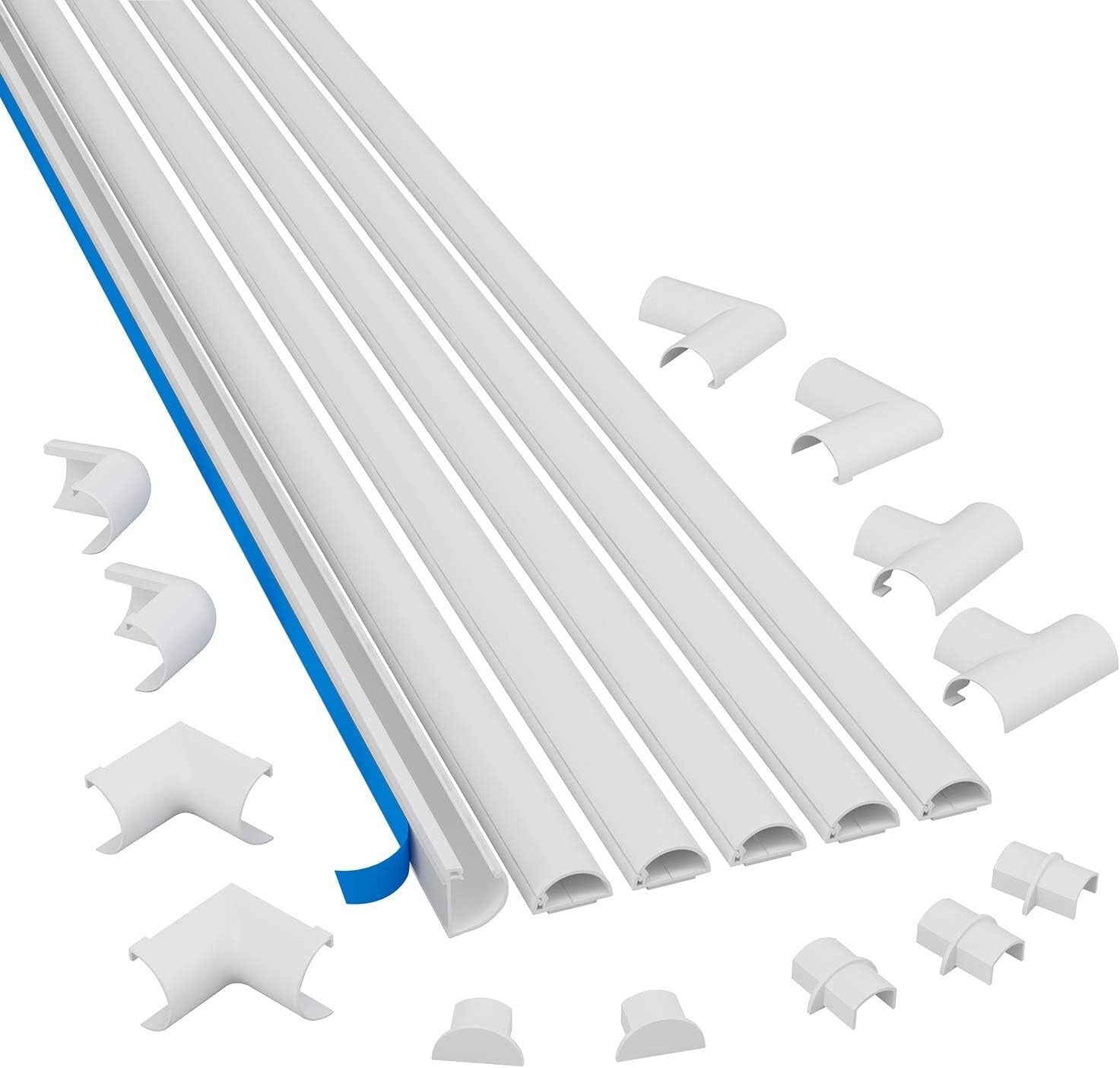 Effortless Cable Organization: 30ft Self-Adhesive Cord Cover with Bends & Caps