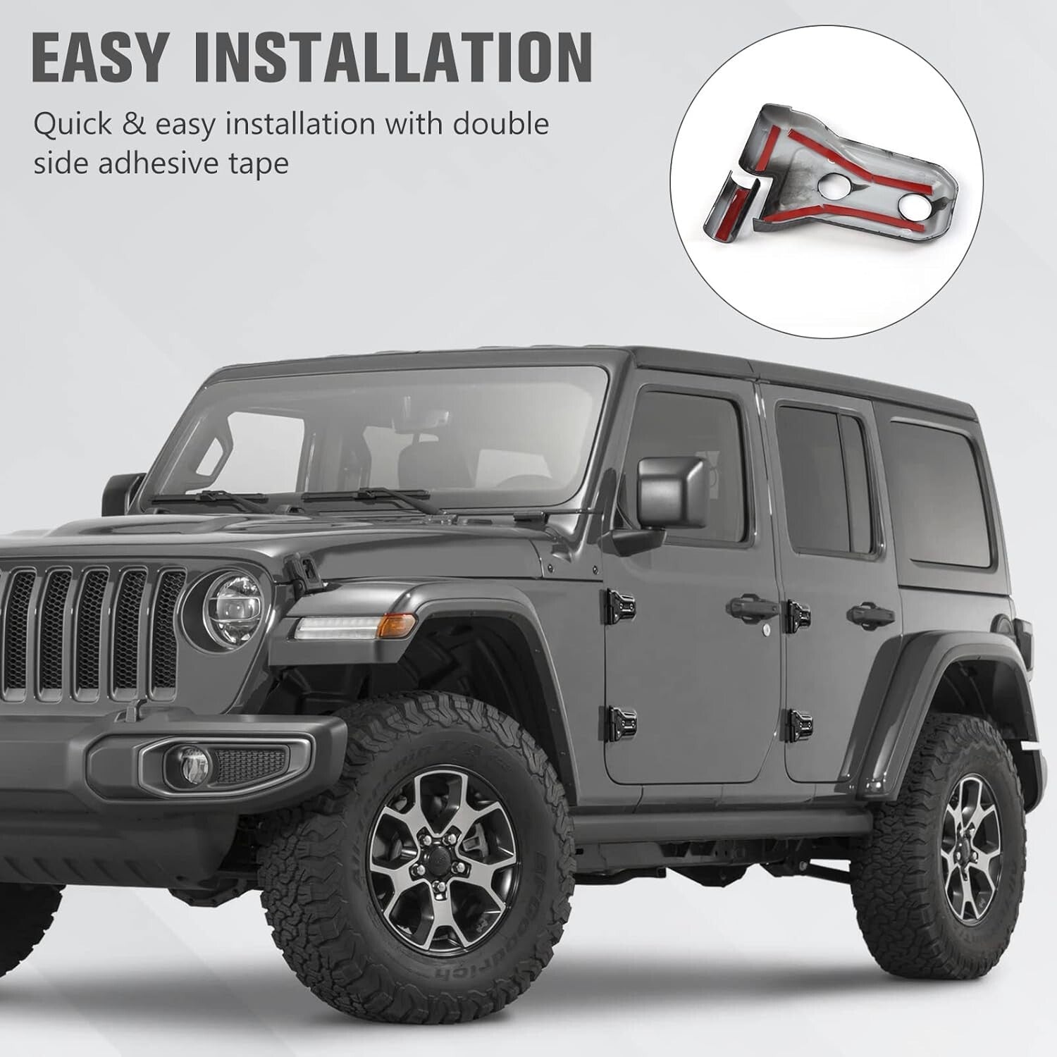 Carbon Fiber Grain Door Hinge Cover Trim for Jeep Wrangler & Gladiator (8-pack)