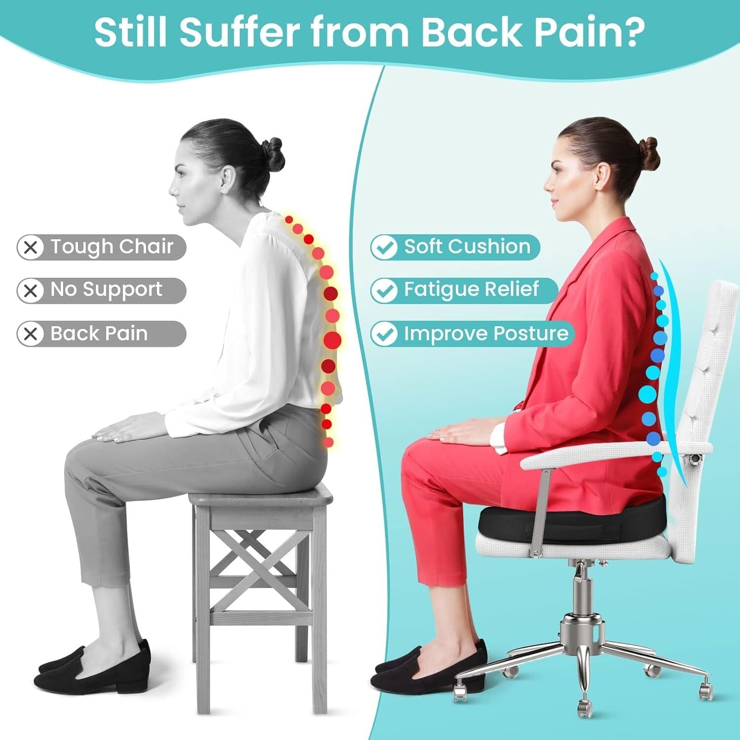 Ergonomic U-Shape Cooling Gel Cushion - X-Large for Office, Gaming, and Travel