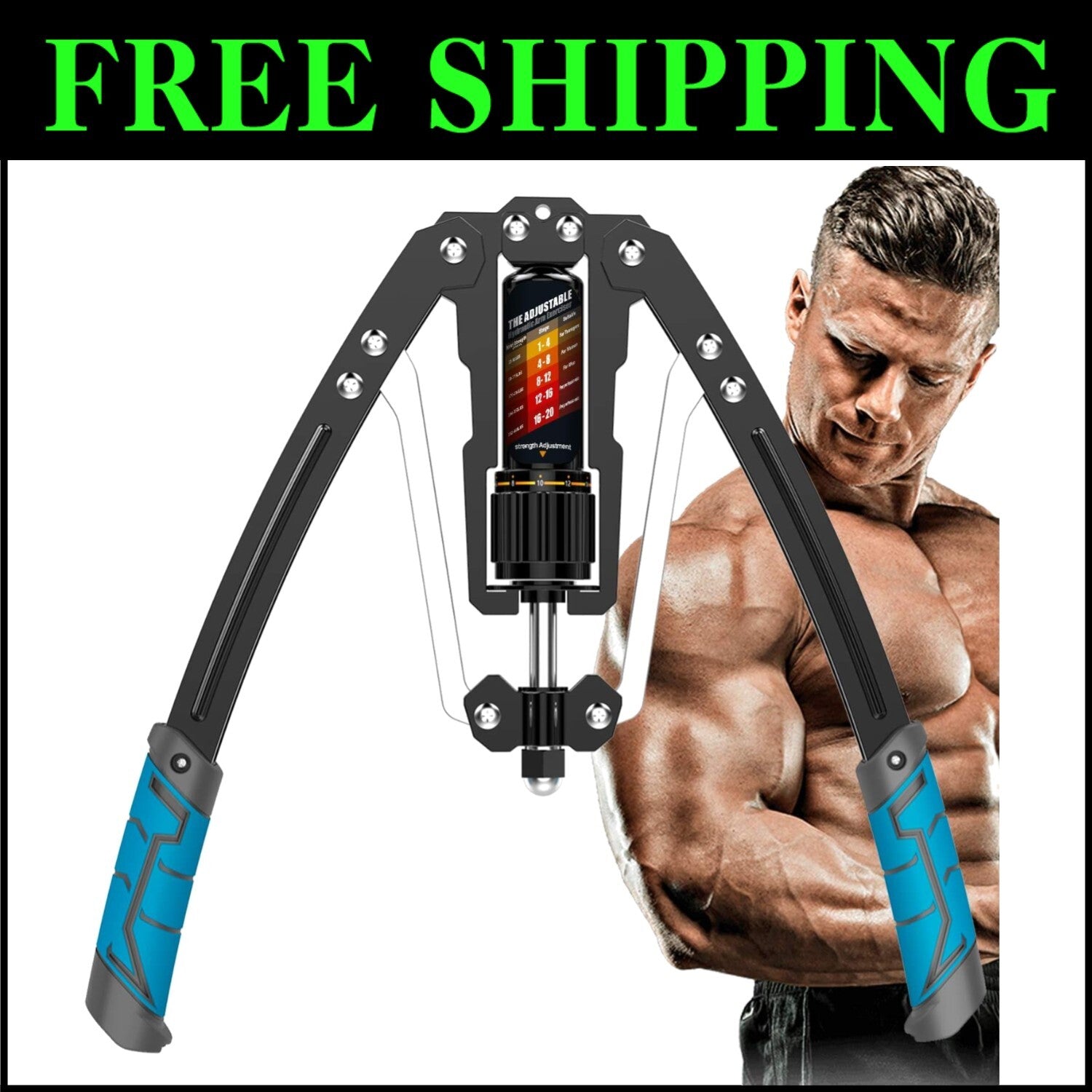Adjustable Hydraulic Arm Exerciser - Up to 440 lbs Resistance for Home Workouts
