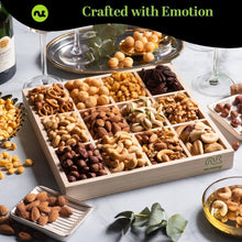 Load image into Gallery viewer, Nutritious Gourmet Nuts Gift Basket with Elegant Green Ribbon Presentation