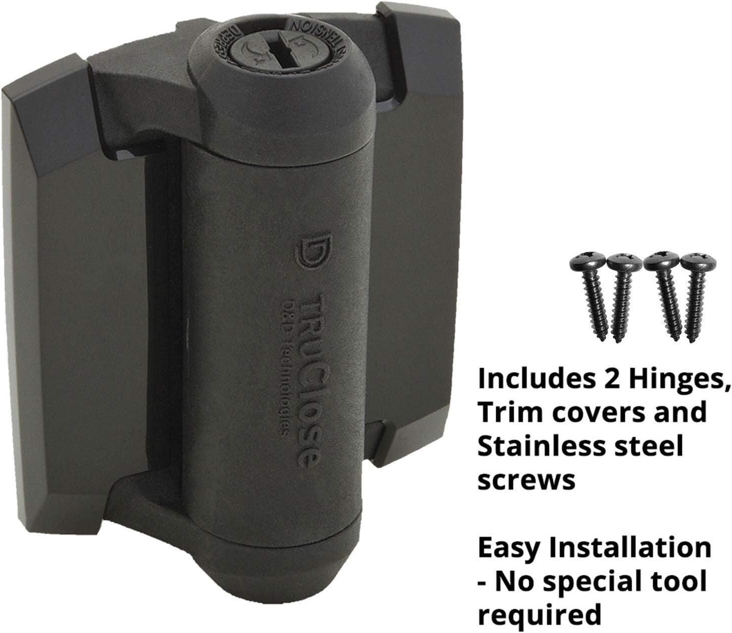 Reinforced Black Gate Hinges with Patented Closure - 2 Pack for Metal Gates