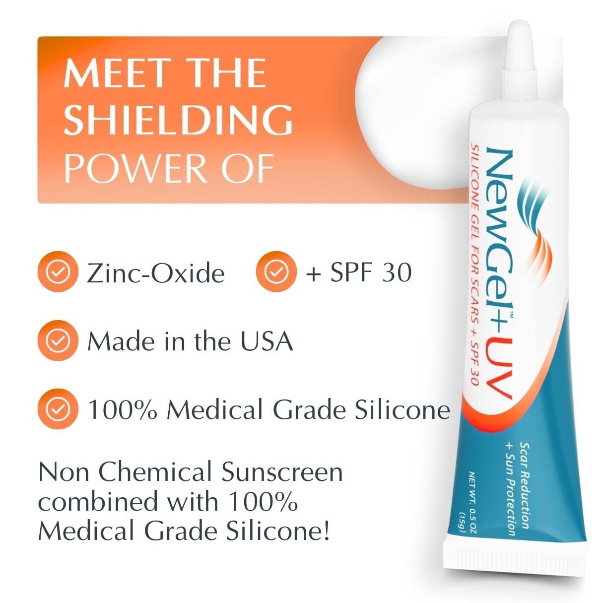 Unscented NewGel Plus UV Scar Gel with Mineral Sunscreen for Total Protection