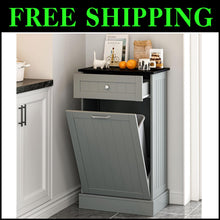 Load image into Gallery viewer, Elegant 10-Gallon Freestanding Wood Recycling Storage &amp; Trash Cabinet in Gray