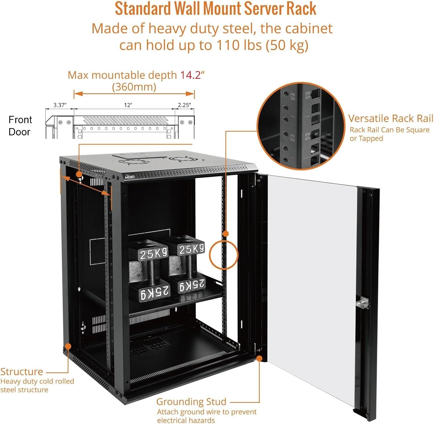 Efficient 15U Network Cabinet with Lockable Glass Panels & Easy Cable Management