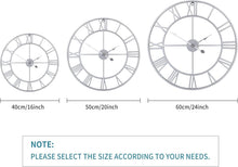 Load image into Gallery viewer, Elegant 18-Inch Retro Roman Numeral Wall Clock - Almost Silent Silver Decor