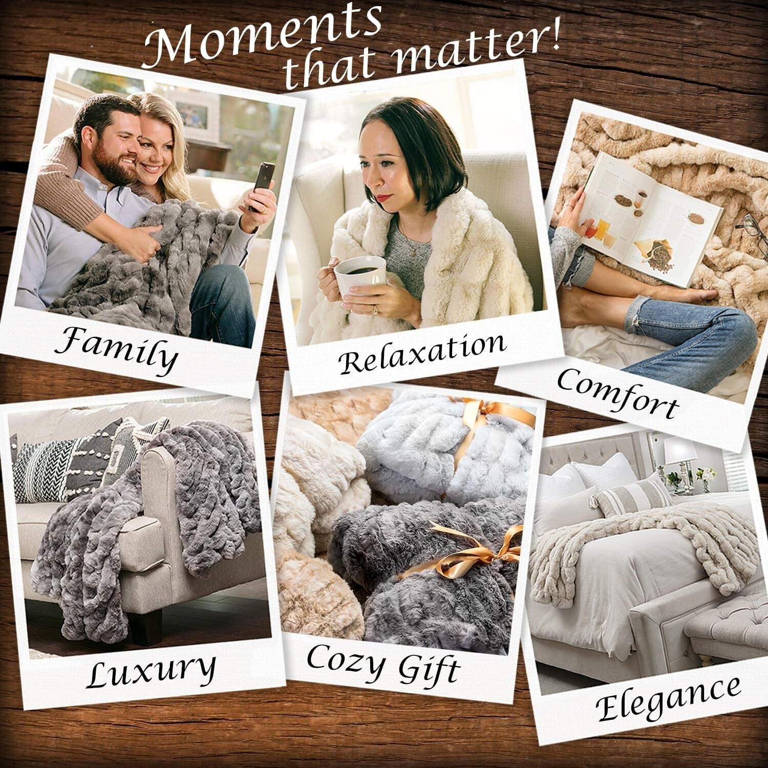 Soft Reversible Faux Fur Throw Blanket - 108" x 86" - Perfect for Home & Travel