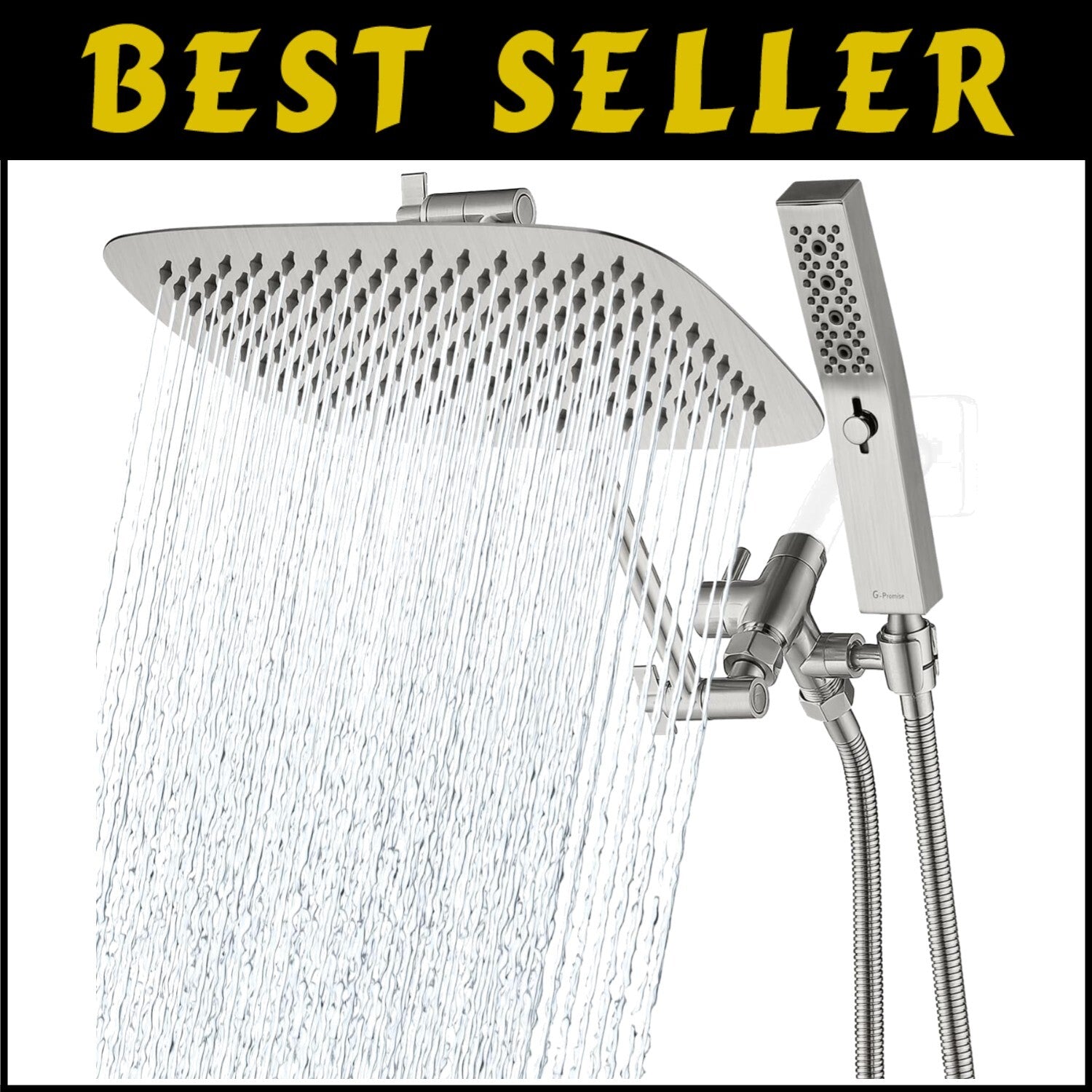 12-Inch Rainfall Shower Head with Handheld Wand & Extra Long Hose - Easy Install