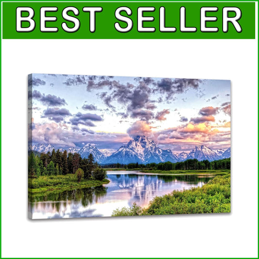 Breathtaking Oxbow Bend National Park Art - 16x24 Framed Canvas for Your Home