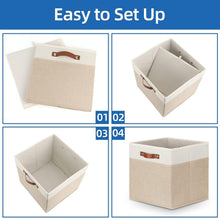Load image into Gallery viewer, Stylish 13 Inch Cube Storage Bins with Soft Lining and Durable Leather Handles