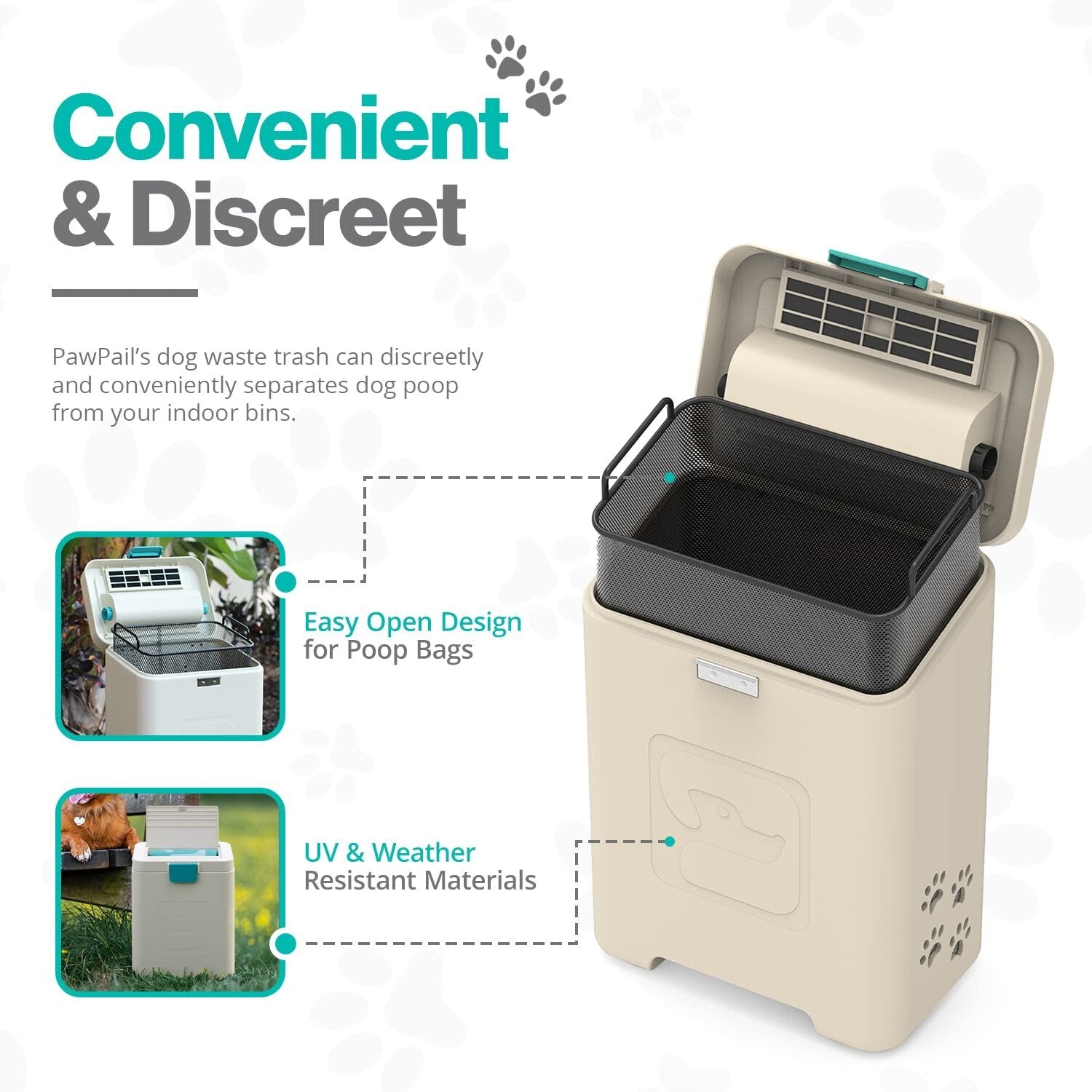 Stylish Rectangular Dog Waste Station - Weather-Resistant with Easy Open Feature