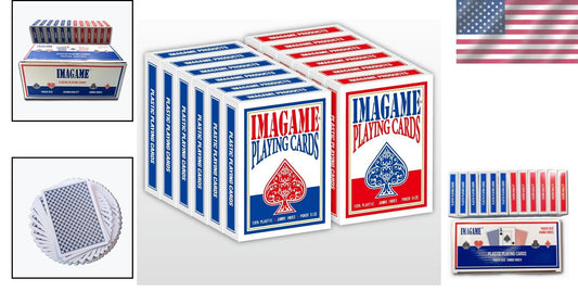 12-Pack Waterproof & Washable Plastic Playing Cards - Perfect for Texas Hold'em