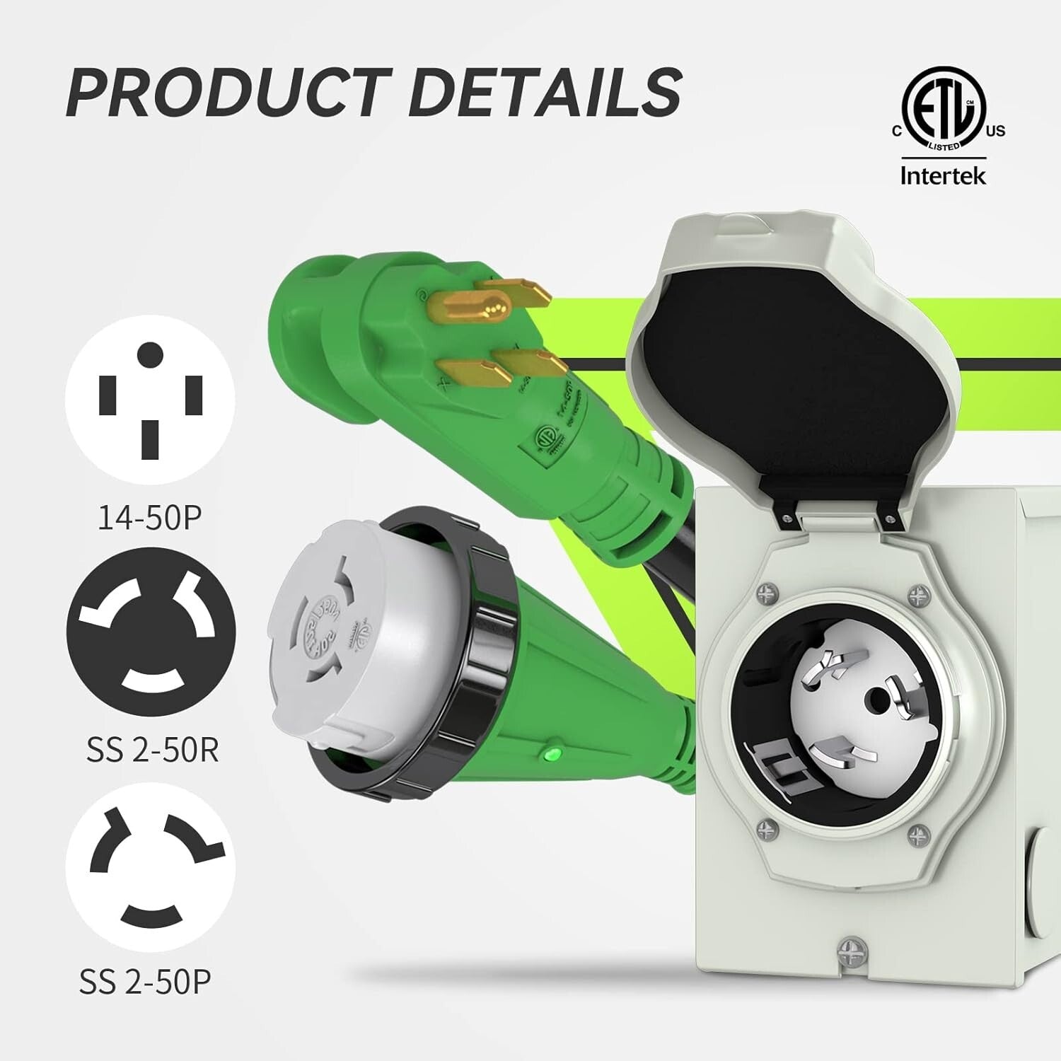 50 Amp Generator Cord 25FT with Pre-Drilled Power Inlet Box Kit, Durable & Safe