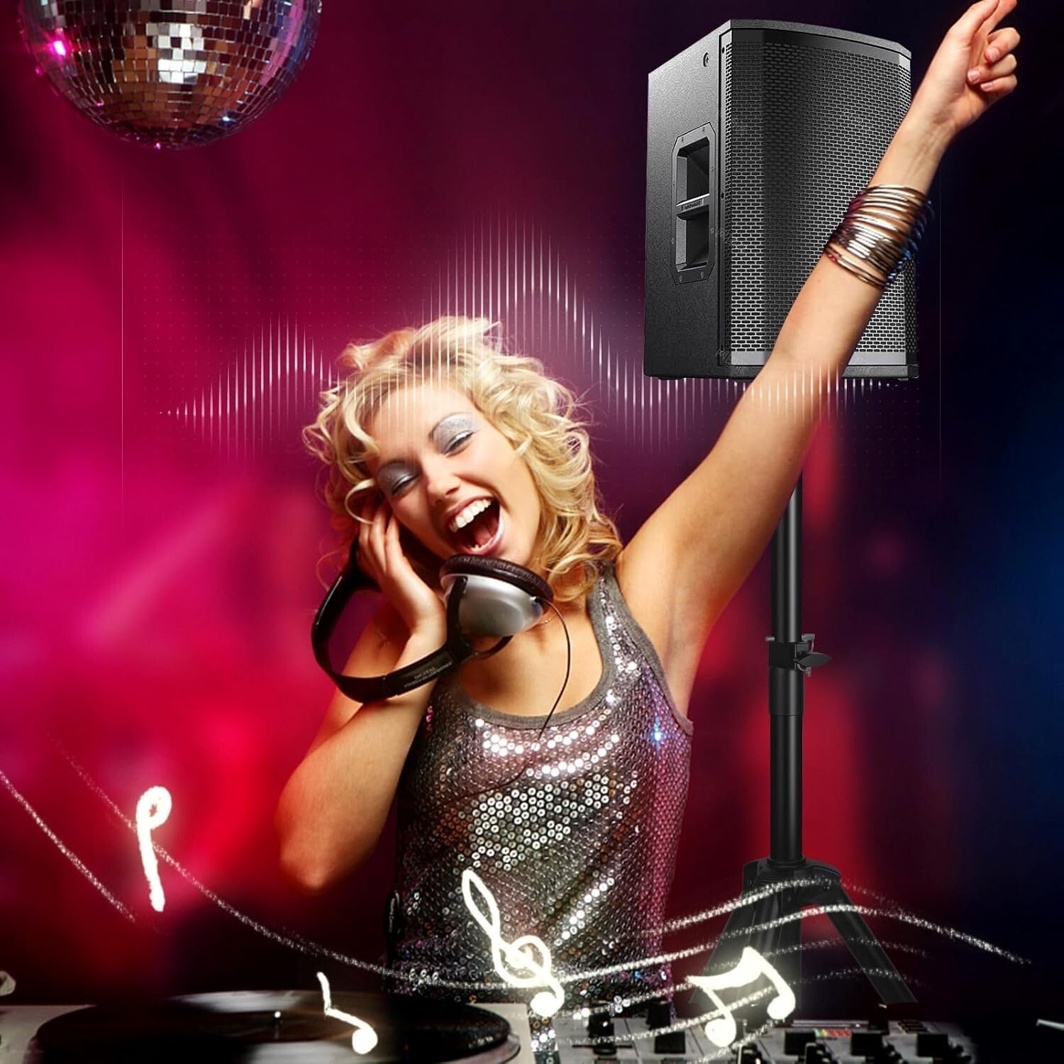 Foldable Speaker Tripod Stands - Adjustable Height for PA and Studio Monitors