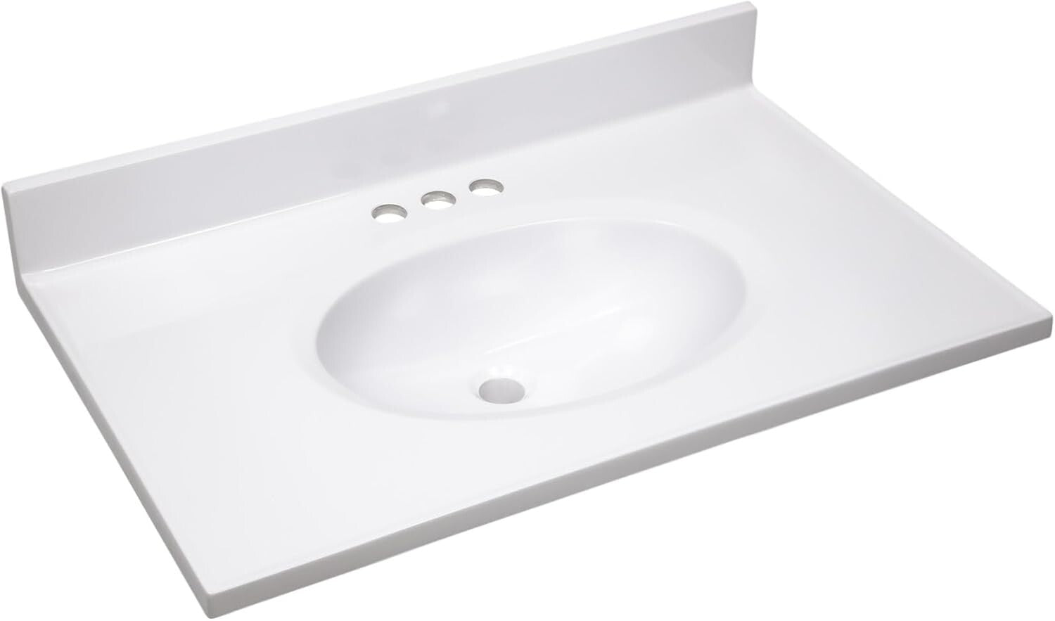 Durable Solid White Cultured Marble Vanity Top 31-Inch with Backsplash