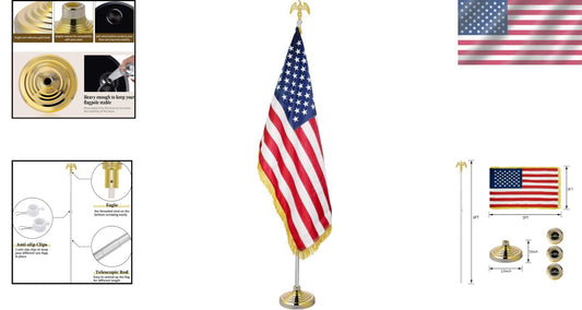 Durable 8 FT Telescoping Flagpole Kit: Eagle Topper & American Flag Included