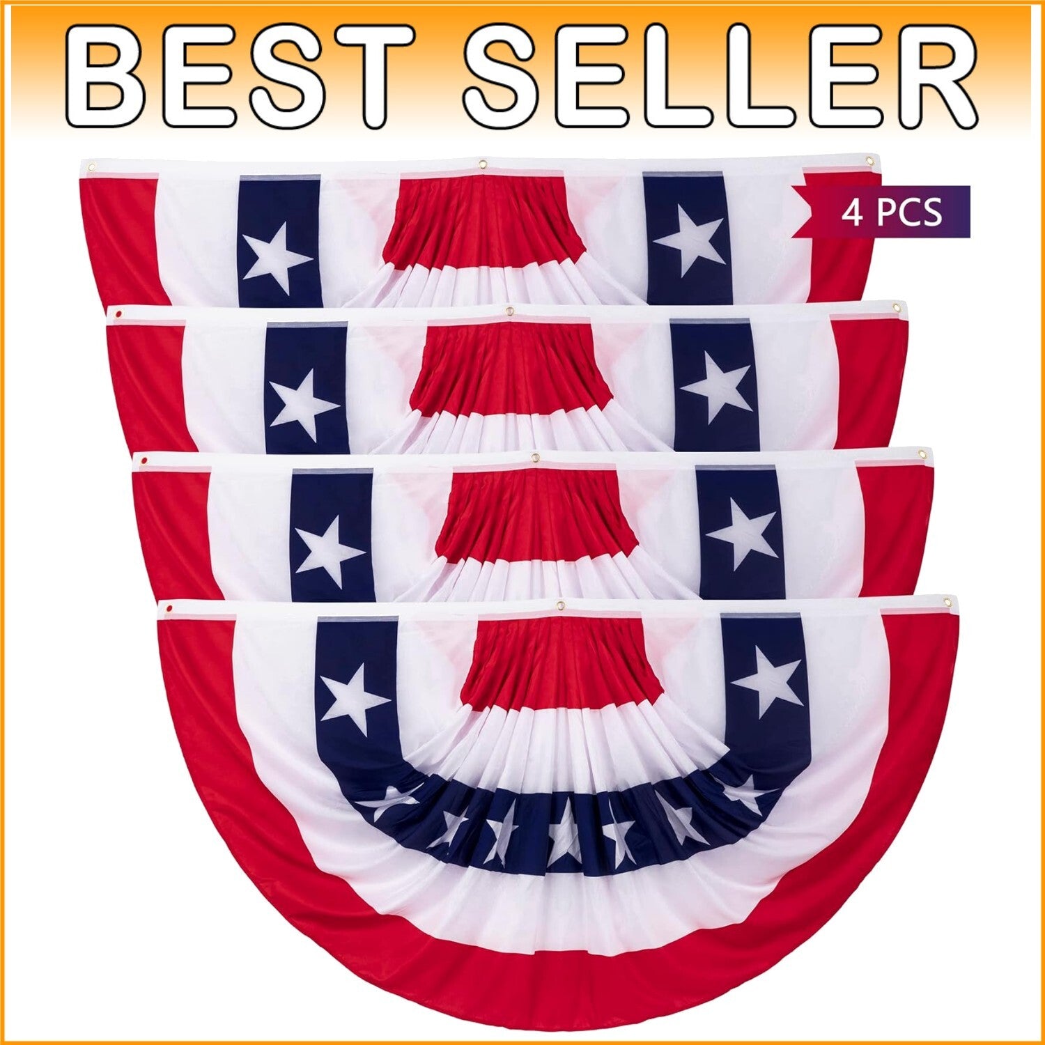 Durable 4th of July Pleated Fan Flags - 4 PCS for Memorial Day & Independence