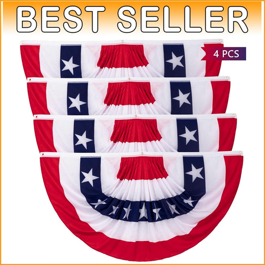 Durable 4th of July Pleated Fan Flags - 4 PCS for Memorial Day & Independence