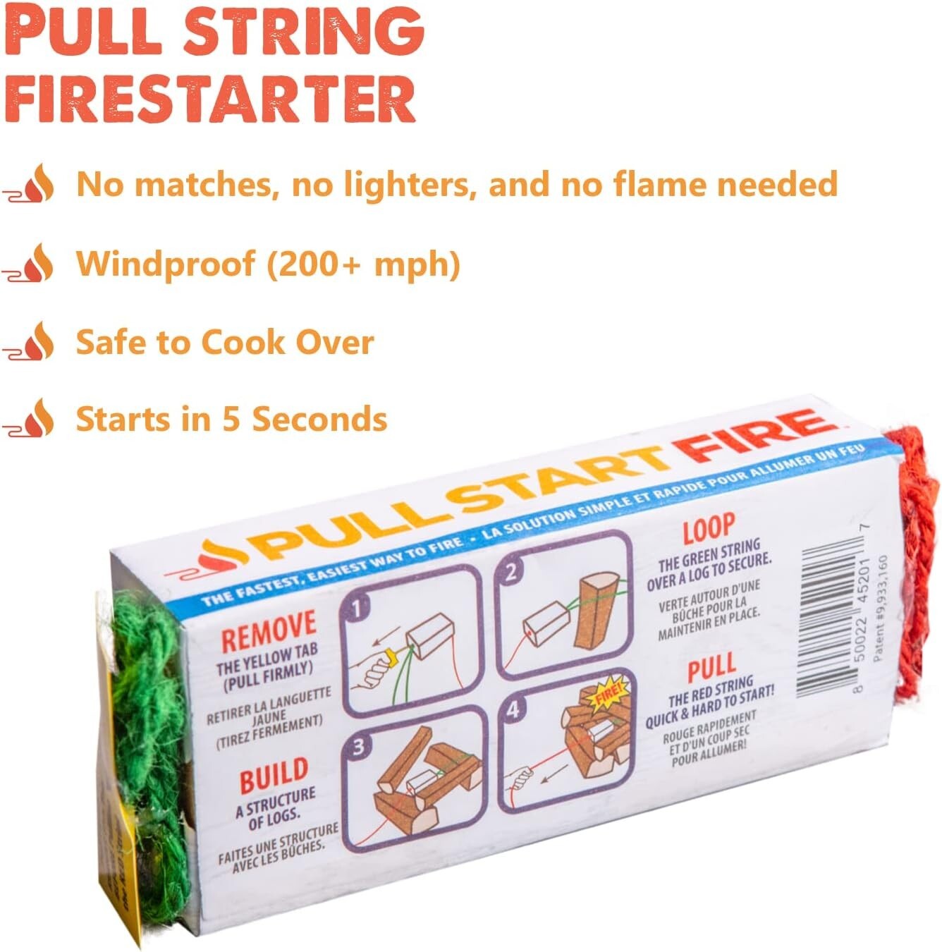 Eco-Friendly Pull String Firestarter: 30 Quick Flame Igniters for Outdoor Fun