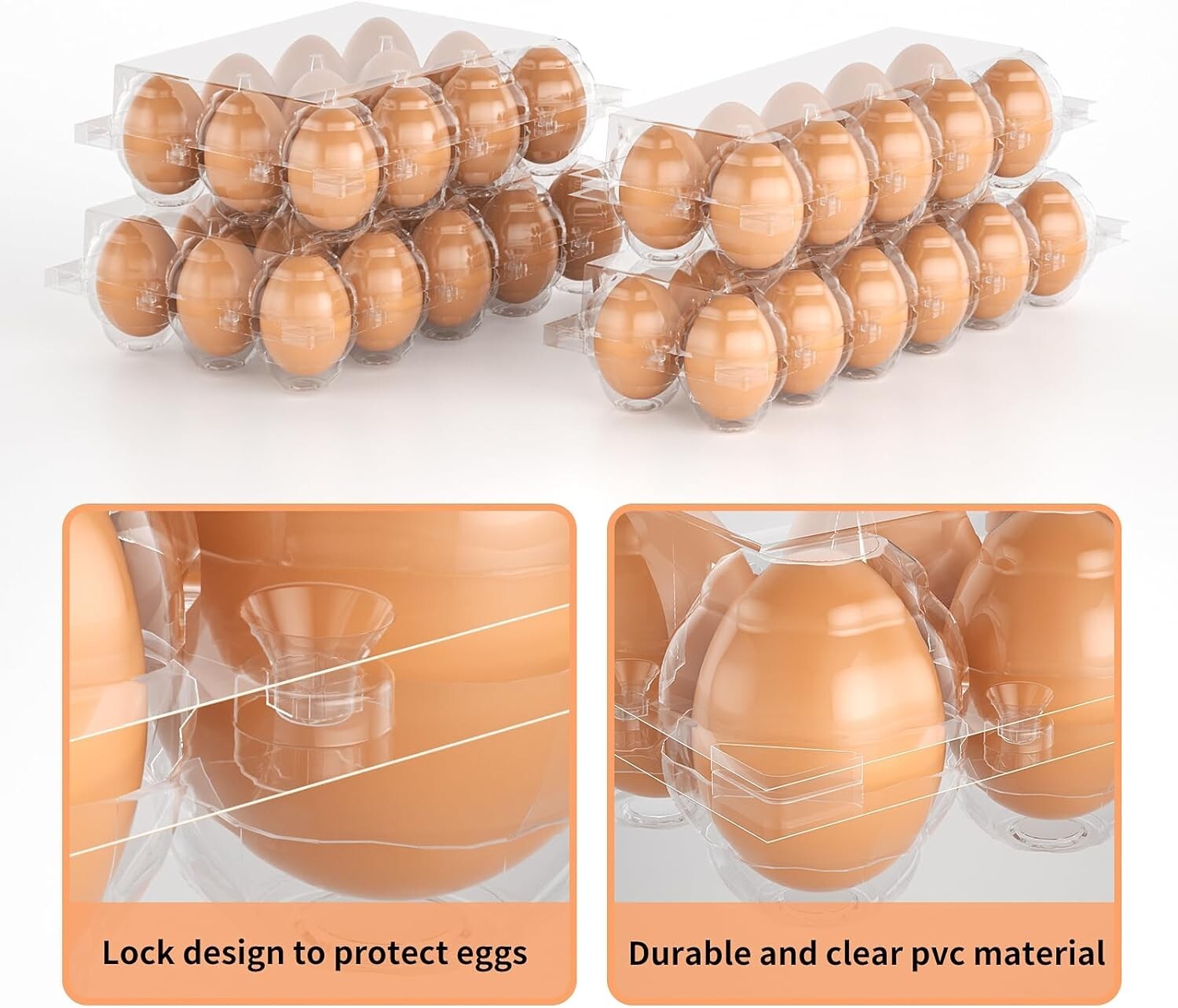 Bulk 100 Clear Plastic Egg Containers - Eco-Friendly & Reusable Storage Solution
