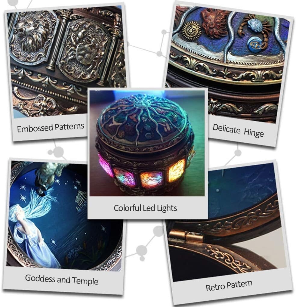 Upgraded Rotating Goddess Music Box with Twinkling LED Lights for Occasions