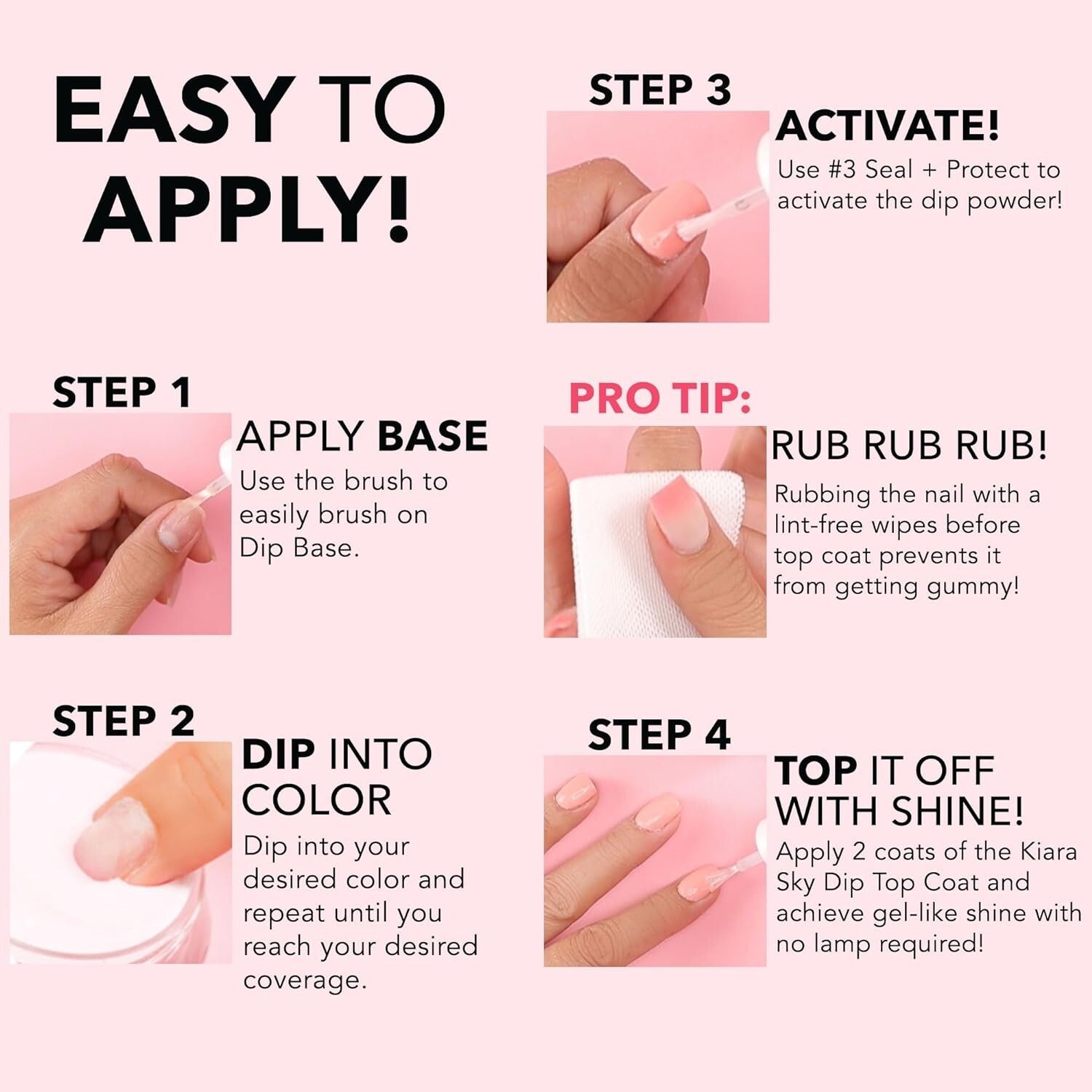 Long Lasting Dark Pink Nail Dip Powder - 10 oz, Glossy Finish for Pros