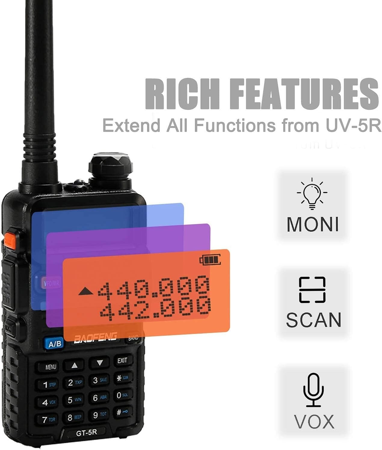 6 Pack GT-5R FCC Compliant Dual Band Ham Radio Walkie Talkies - Long Range