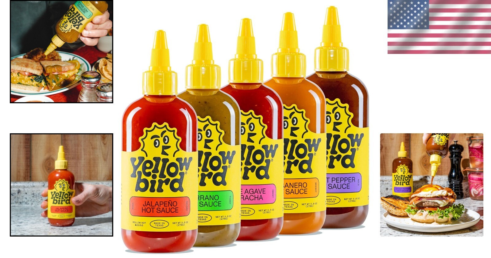 Spicy Culinary Adventure - Yellowbird Hot Sauce Variety Pack, 5 x 9.8 oz Bottles