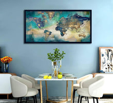 Load image into Gallery viewer, Large 29x58 Framed World Map Canvas Art - Stylish Wall Decor for Living Spaces