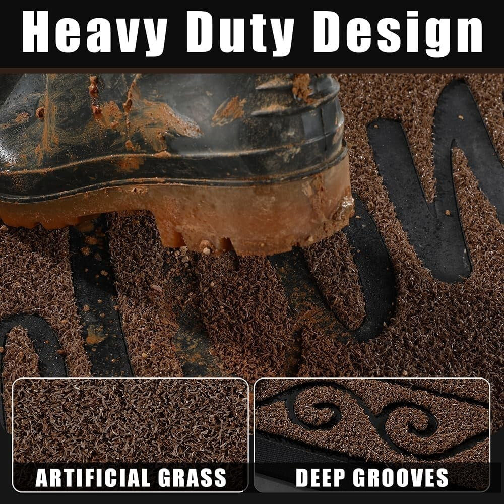 Elegant Striped Welcome Mat, 36x24 Inch Easy Clean for High Traffic Areas