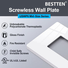 Load image into Gallery viewer, 40-Pack Modern Screwless Mid-Size Outlet Covers | Gloss Snow White Finish