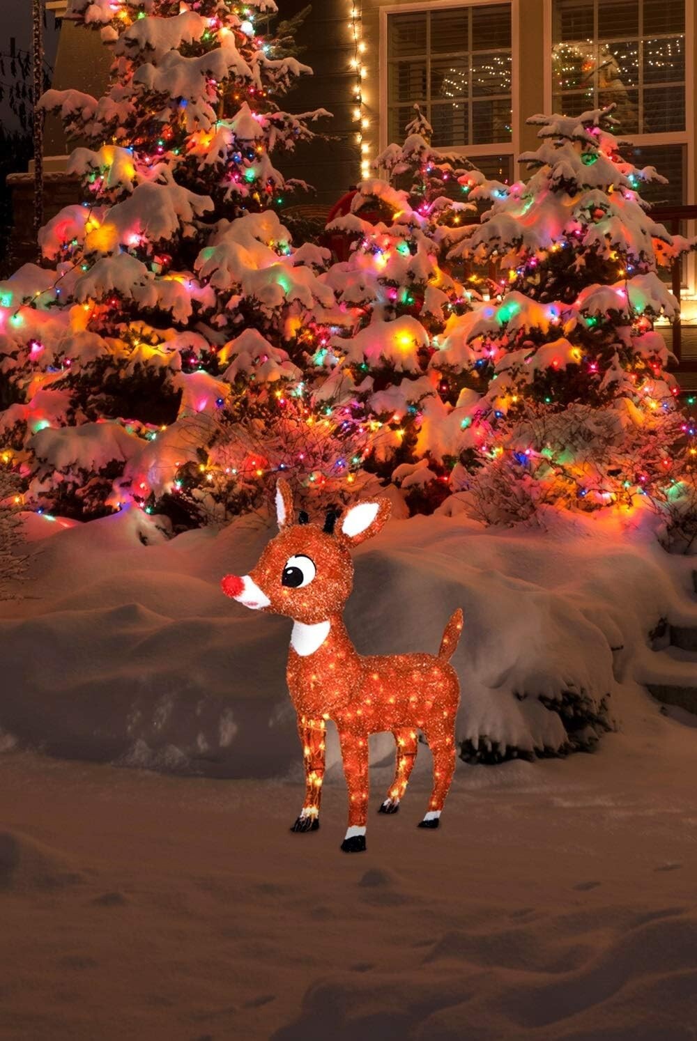 Durable 26-Inch Lighted Rudolph Statue - Perfect for Indoor & Outdoor Holiday