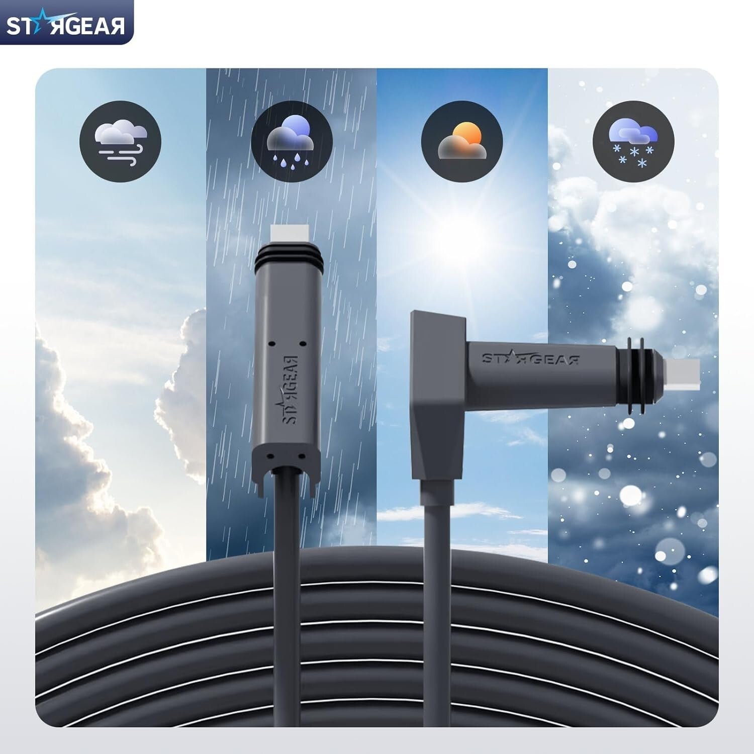 Durable 75FT Starlink Cable with Dustproof Covers for Gen2 Rectangular Satellite