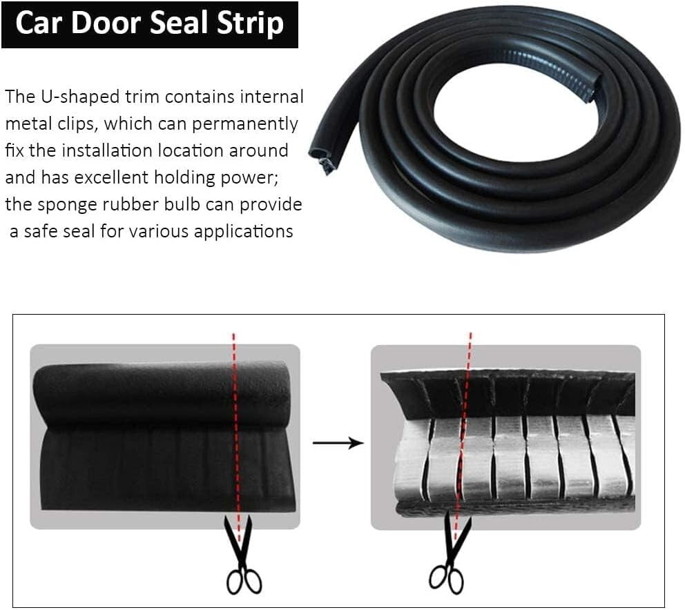 Versatile Noiseless Door Seal - 50FT Automotive Weather Stripping for Cars & RVs