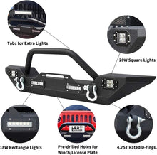 Load image into Gallery viewer, Stylish Jeep Wrangler JK Compatible Bumper with Built-In LED Lights &amp; D-Rings