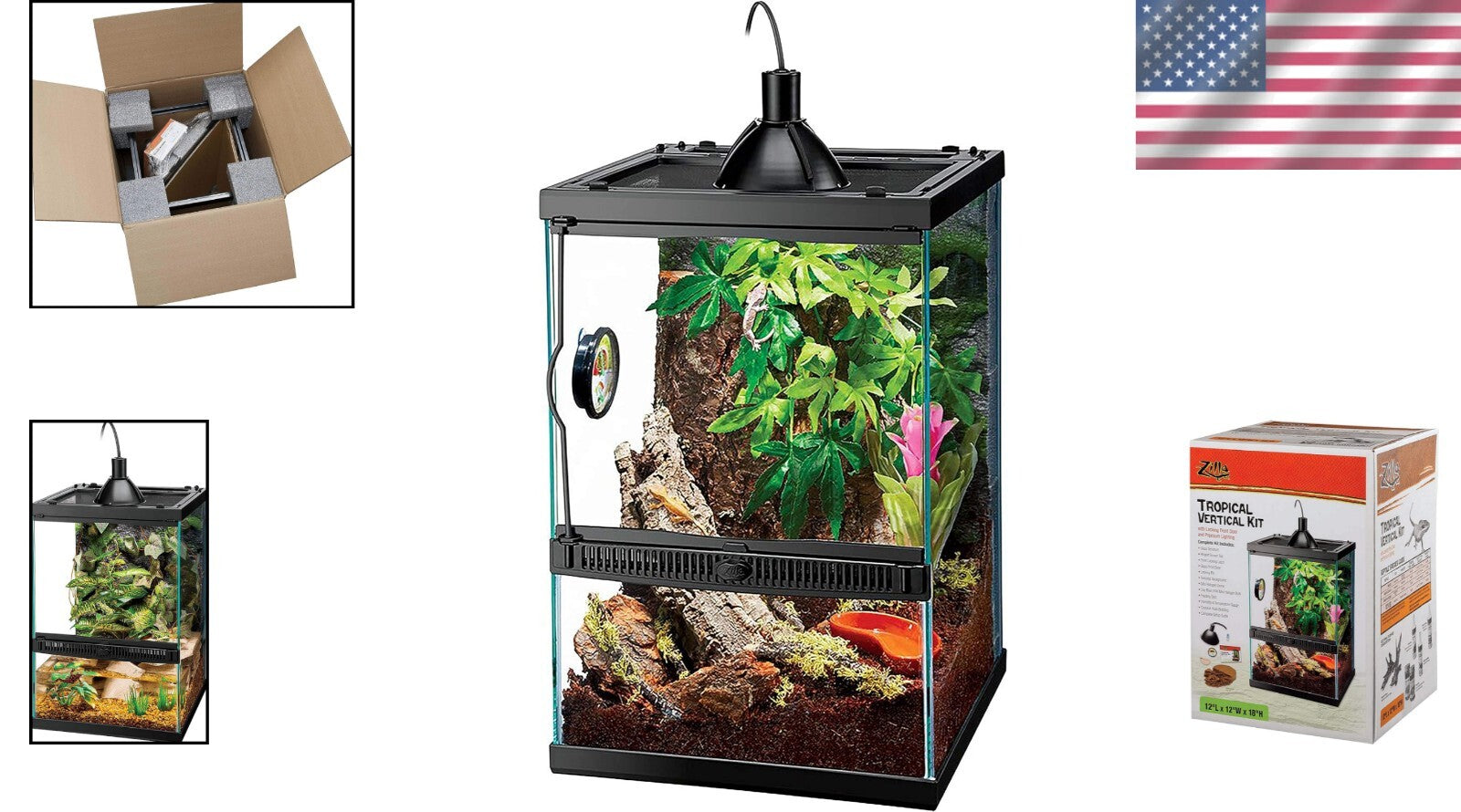 11 Gallon Glass Vertical Habitat Kit for Arboreal Reptiles & Amphibians