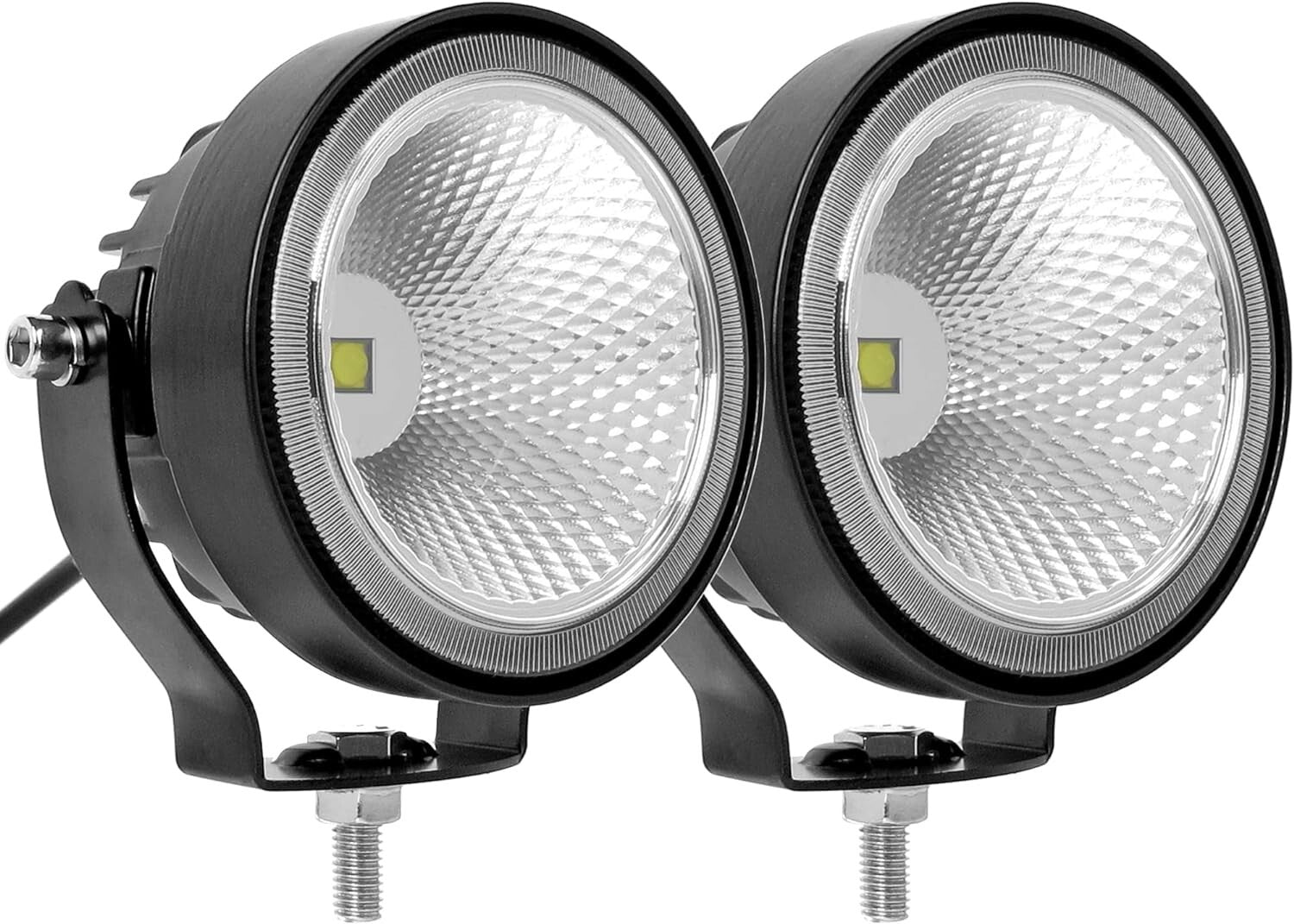2-Pack 4 Inch White LED Fog Lights with Brackets - Ideal for 4WD and Outdoor Use