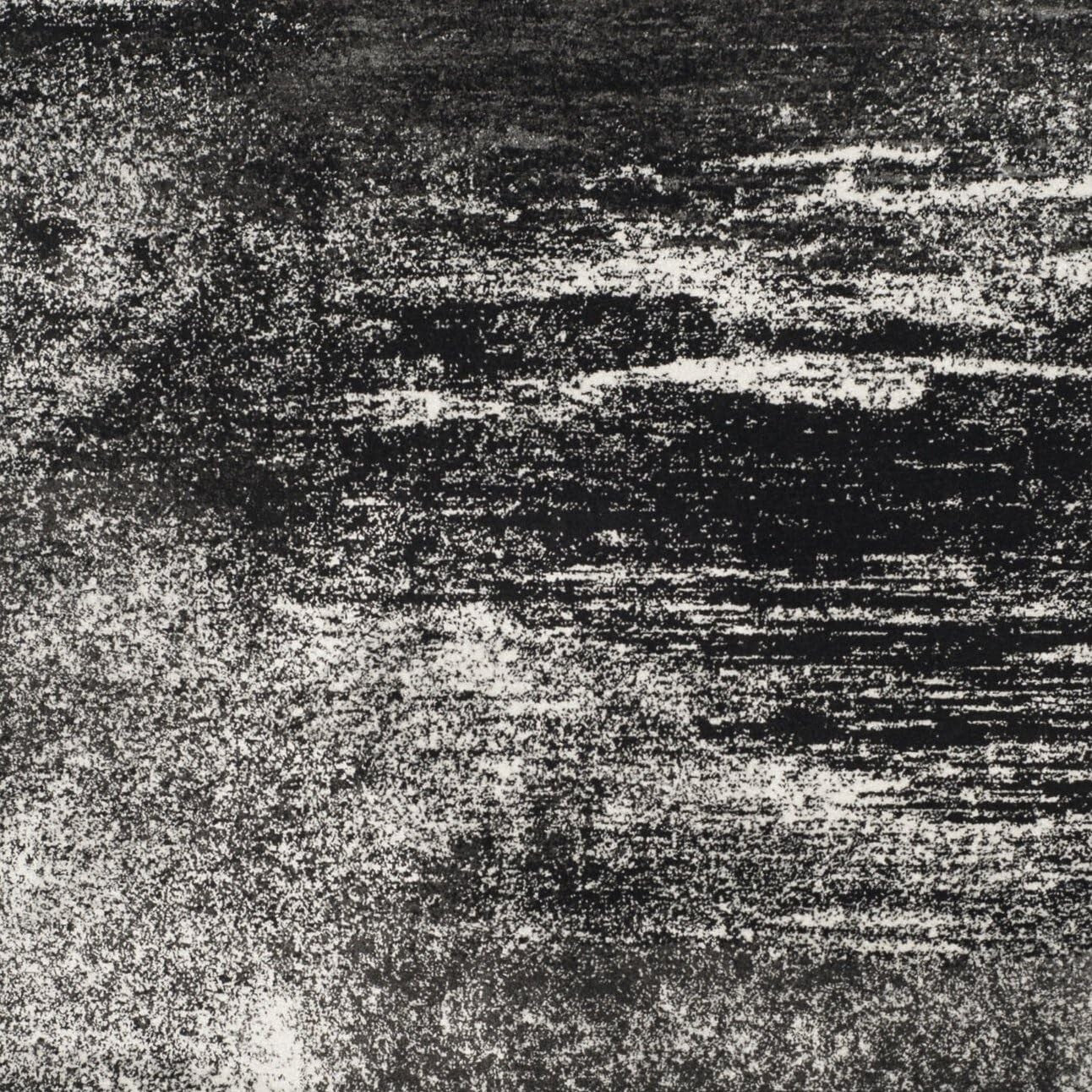 Modern Abstract Area Rug 9' x 12' - Silver & Black, Stain Resistant Elegance