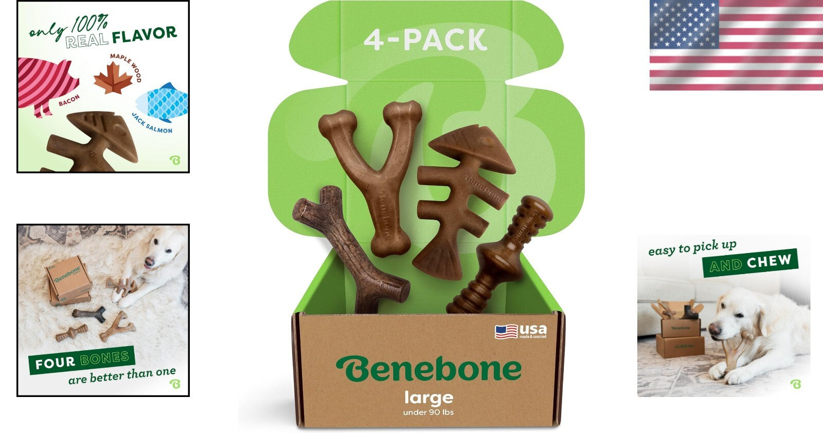 Flavor-Packed Large 4-Pack Dog Chew Toys - Perfect for Active Chewers