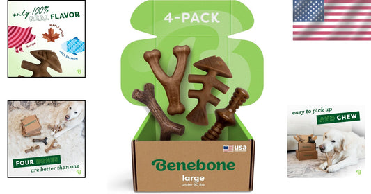 Flavor-Packed Large 4-Pack Dog Chew Toys - Perfect for Active Chewers