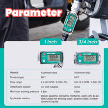 Load image into Gallery viewer, Compact 1 Inch Digital Flow Meter for Water, Diesel, Gas &amp; More - 3/4 Adapters