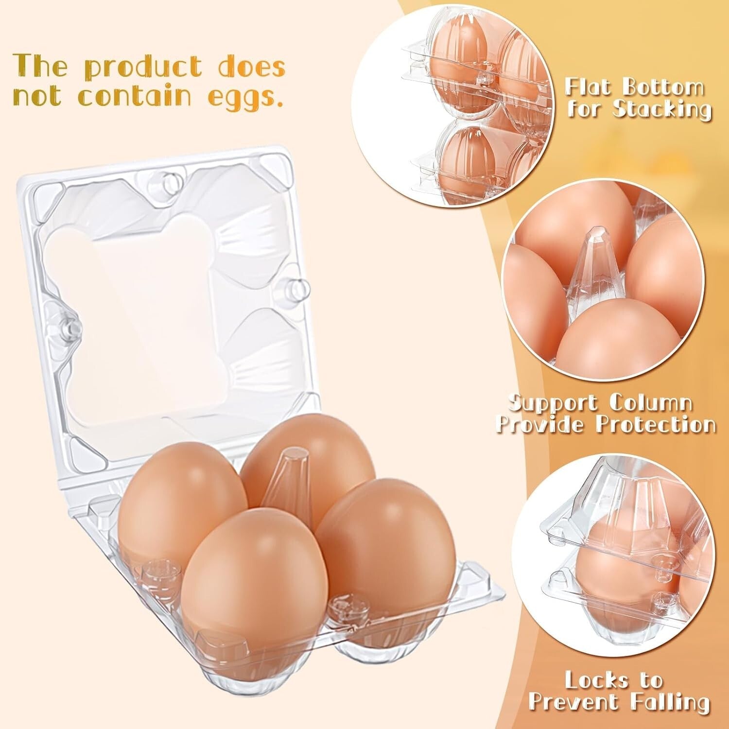 200 Pack Clear Plastic Egg Trays - Stackable & Visible for Easy Egg Handling