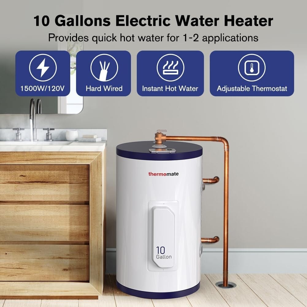 Efficient 10 Gallon Hot Water Heater – Corrosion Resistant with Safety Features