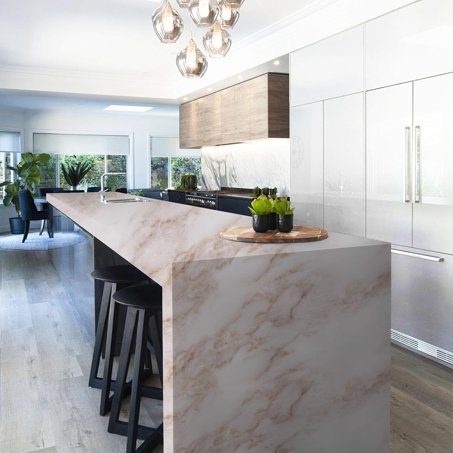 Self-Adhesive Gold Marble Peel and Stick Wallpaper for Elegant Countertops 23...