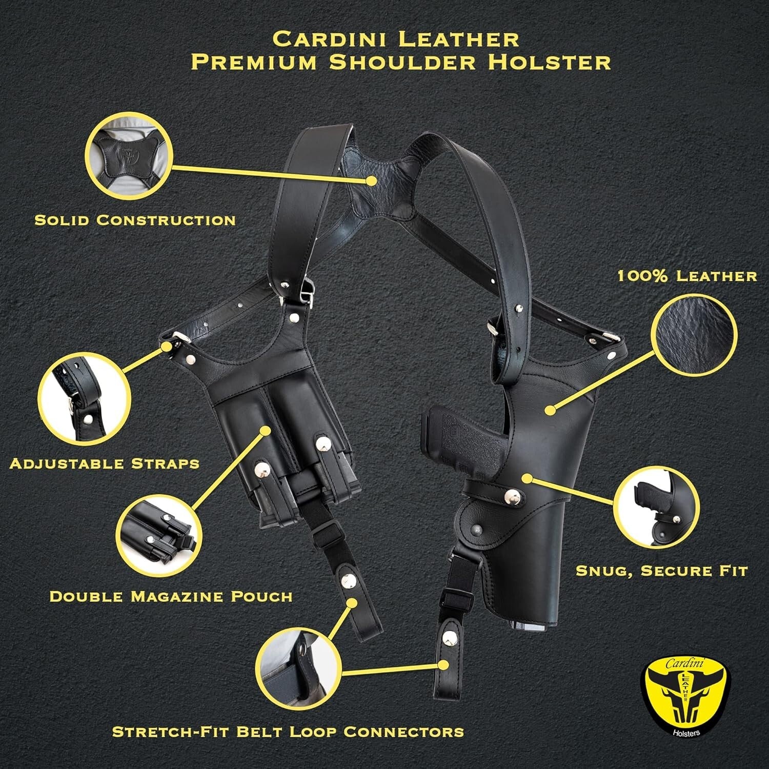 Dual Magazine Pouch Leather Shoulder Holster - Perfect for Concealed Carry