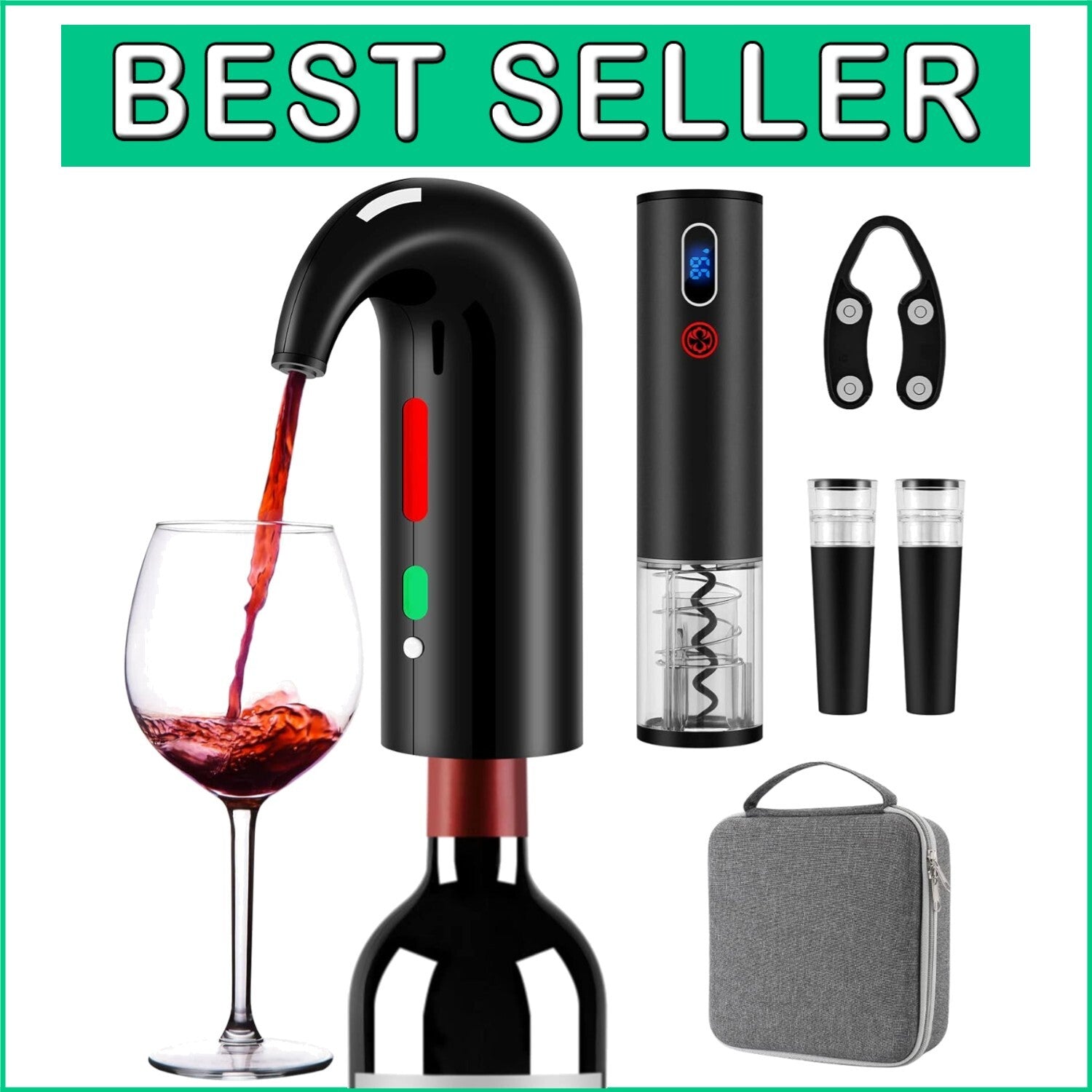 Elegant Wine Opener Gift Set with Aerator & Decanter - Rechargeable & Automatic