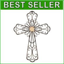 Load image into Gallery viewer, Elegant 24" H Metal Layered Cross Wall Decor - Perfect for Faith-Inspired Spaces