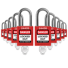 Load image into Gallery viewer, Durable 10-Piece Red Lockout Padlock Set - Keyed Different &amp; Corrosion Resistant