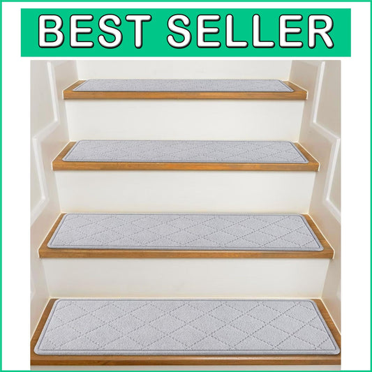 15-Pack Non-Slip Carpet Stair Treads for Safety - 8